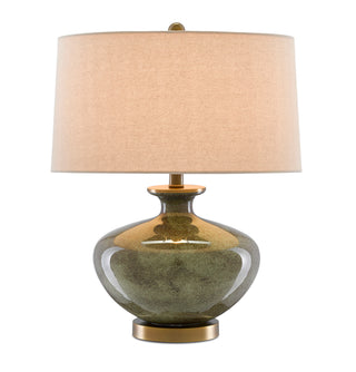 Greenlea One Light Table Lamp in Dark Gray/Moss Green/Antique Brass