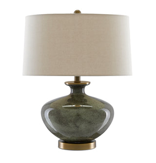 Greenlea One Light Table Lamp in Dark Gray/Moss Green/Antique Brass