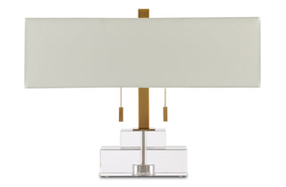 Chiara Two Light Table Lamp in Clear/Antique Brass