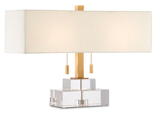 Chiara Two Light Table Lamp in Clear/Antique Brass