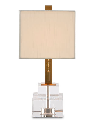 Chiara Two Light Table Lamp in Clear/Antique Brass