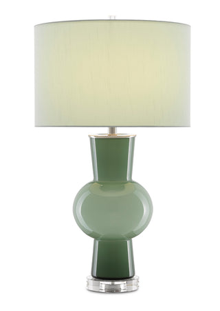Duende One Light Table Lamp in Light & Dark Green/Polished Nickel/Clear