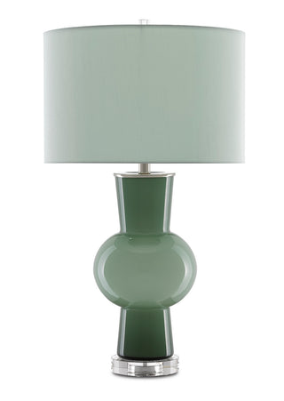 Duende One Light Table Lamp in Light & Dark Green/Polished Nickel/Clear