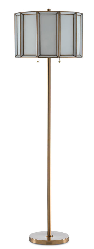 Daze Two Light Floor Lamp in Antique Brass/White