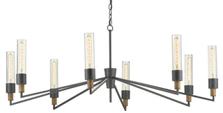 Delgado Eight Light Chandelier in Antique Black/Reclaimed Wood