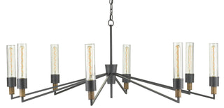 Delgado Eight Light Chandelier in Antique Black/Reclaimed Wood