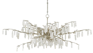 Forest Dawn Eight Light Chandelier in Textured Silver/Natural