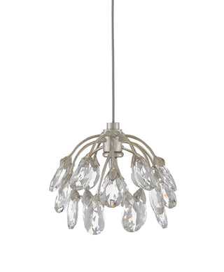 Crystal Bud One Light Pendant in Clear/Contemporary Silver Leaf/Silver