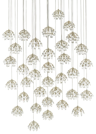 Crystal Bud 36 Light Pendant in Clear/Contemporary Silver Leaf/Silver