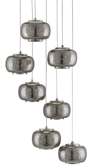 Pepper Seven Light Pendant in Nickel/Silver