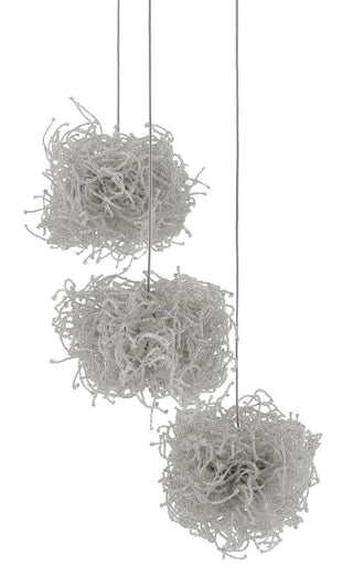 Birds Nest Three Light Pendant in Clear/Silver
