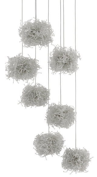 Birds Nest Seven Light Pendant in Clear/Silver