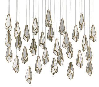 Glace 30 Light Pendant in Raj Mirror/Antique Brass/Silver