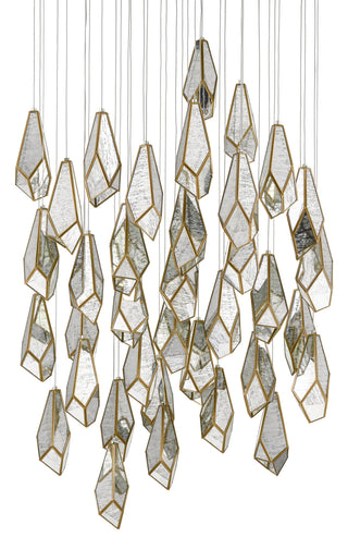 Glace 36 Light Pendant in Raj Mirror/Antique Brass/Silver