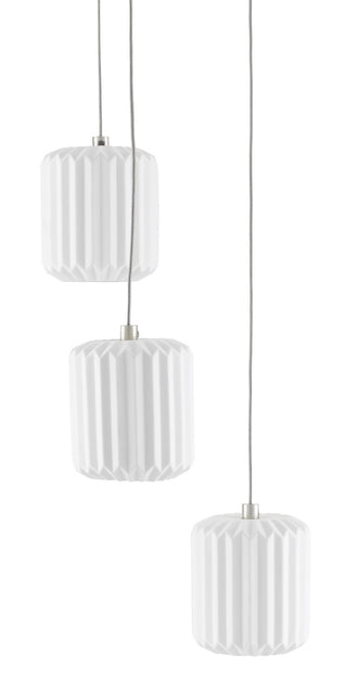 Dove Three Light Pendant in White/Silver