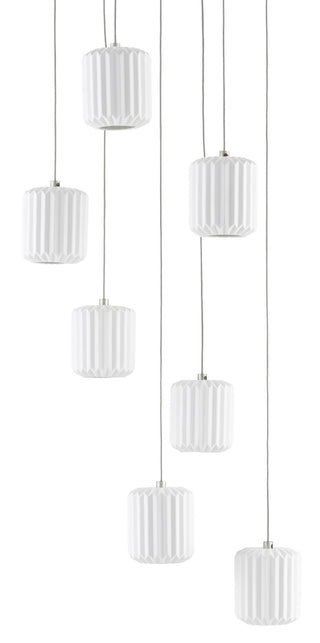 Dove Seven Light Pendant in White/Silver