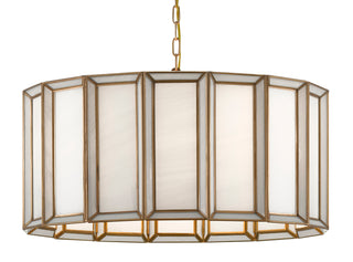 Daze Three Light Pendant in Antique Brass/White