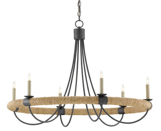 Shipwright Six Light Chandelier in Natural/French Black/Smokewood
