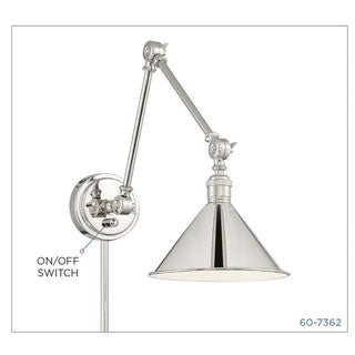 Delancey One Light Swing Arm Wall Lamp in Polished Nickel