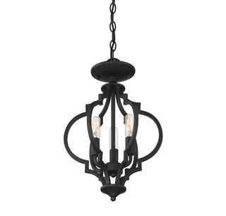 Three Light Convertible Semi-Flush/Pendant in Matte Black