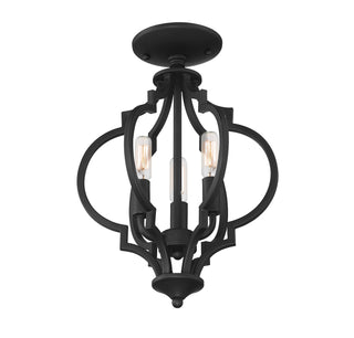 Three Light Convertible Semi-Flush/Pendant in Matte Black