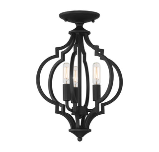 Three Light Convertible Semi-Flush/Pendant in Matte Black