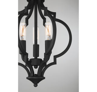Three Light Convertible Semi-Flush/Pendant in Matte Black