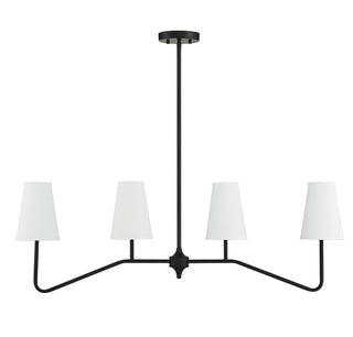 Four Light Linear Chandelier in Matte Black