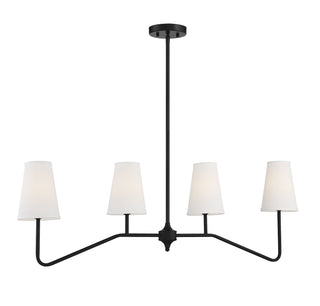 Four Light Linear Chandelier in Matte Black