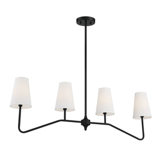 Four Light Linear Chandelier in Matte Black