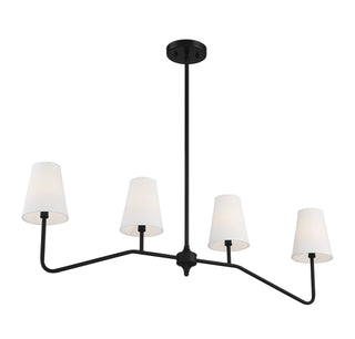 Four Light Linear Chandelier in Matte Black