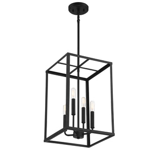 Four Light Pendant in Matte Black