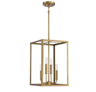Four Light Pendant in Natural Brass