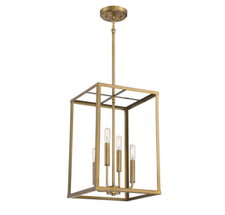 Four Light Pendant in Natural Brass
