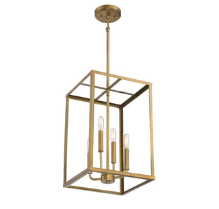 Four Light Pendant in Natural Brass