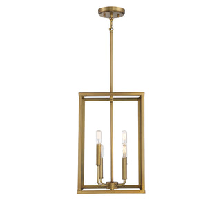Four Light Pendant in Natural Brass