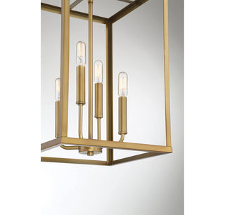 Four Light Pendant in Natural Brass