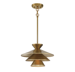One Light Pendant in Natural Brass