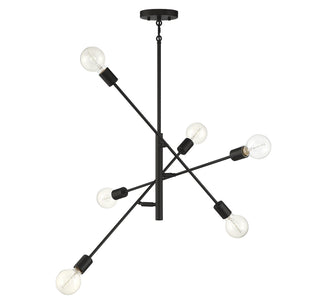 Six Light Chandelier in Matte Black