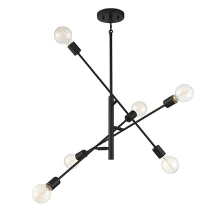 Six Light Chandelier in Matte Black