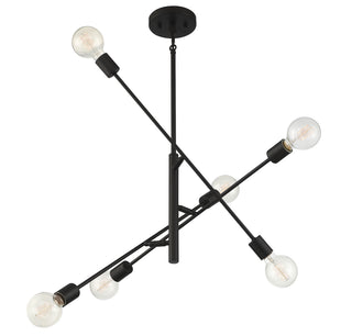 Six Light Chandelier in Matte Black