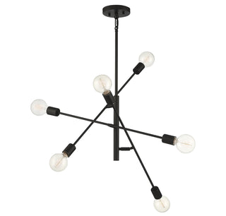 Six Light Chandelier in Matte Black