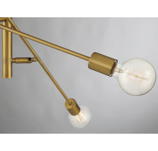Six Light Chandelier in Natural Brass