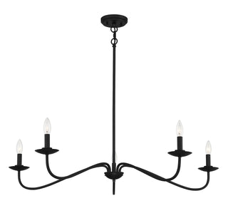 Five Light Chandelier in Matte Black