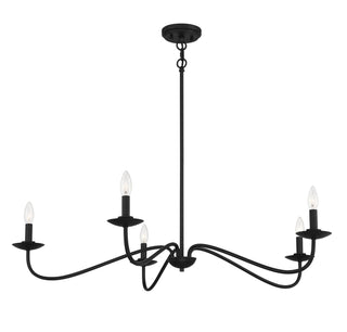 Five Light Chandelier in Matte Black