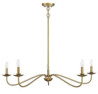 Five Light Chandelier in Natural Brass