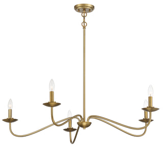 Five Light Chandelier in Natural Brass