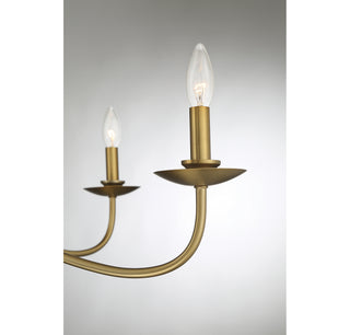Five Light Chandelier in Natural Brass
