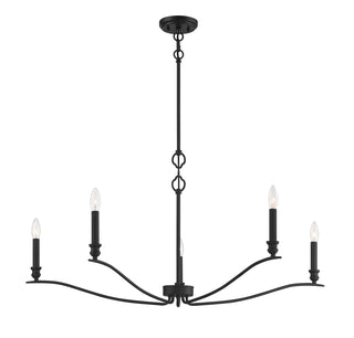 Five Light Chandelier in Matte Black