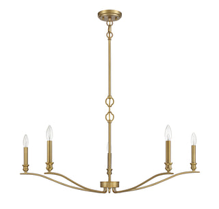 Five Light Chandelier in Natural Brass